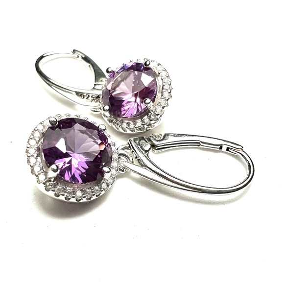 New Color Change Alexandrite Earrings Sterling Silver ,  June Birthstone - Picture 4 of 6